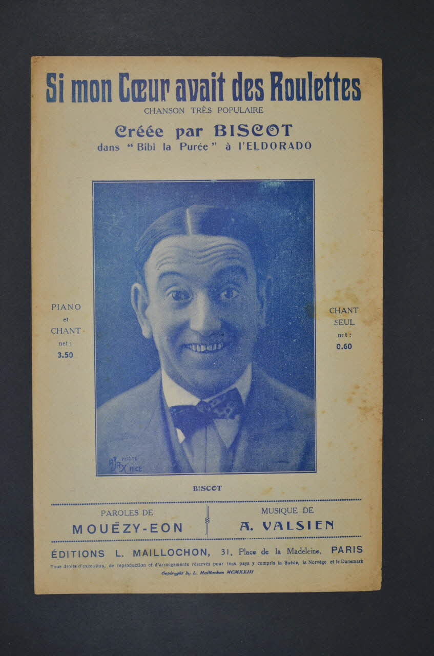 Albert Valsien ; André MouëZy-Eon ; G. Biscot ; L. Maillochon chanson petit format Île-de-France, France 1923 1966.158.110 Photo Mucem