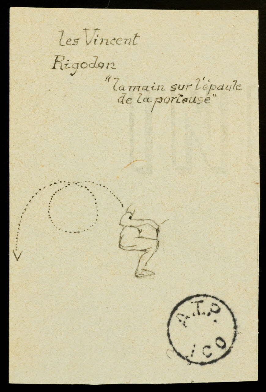 partie d'un ensemble de dessins les Vincent  Rigodon  "La main sur l'épaule de la porteuse" 1968.102.2815.1 Photo Mucem