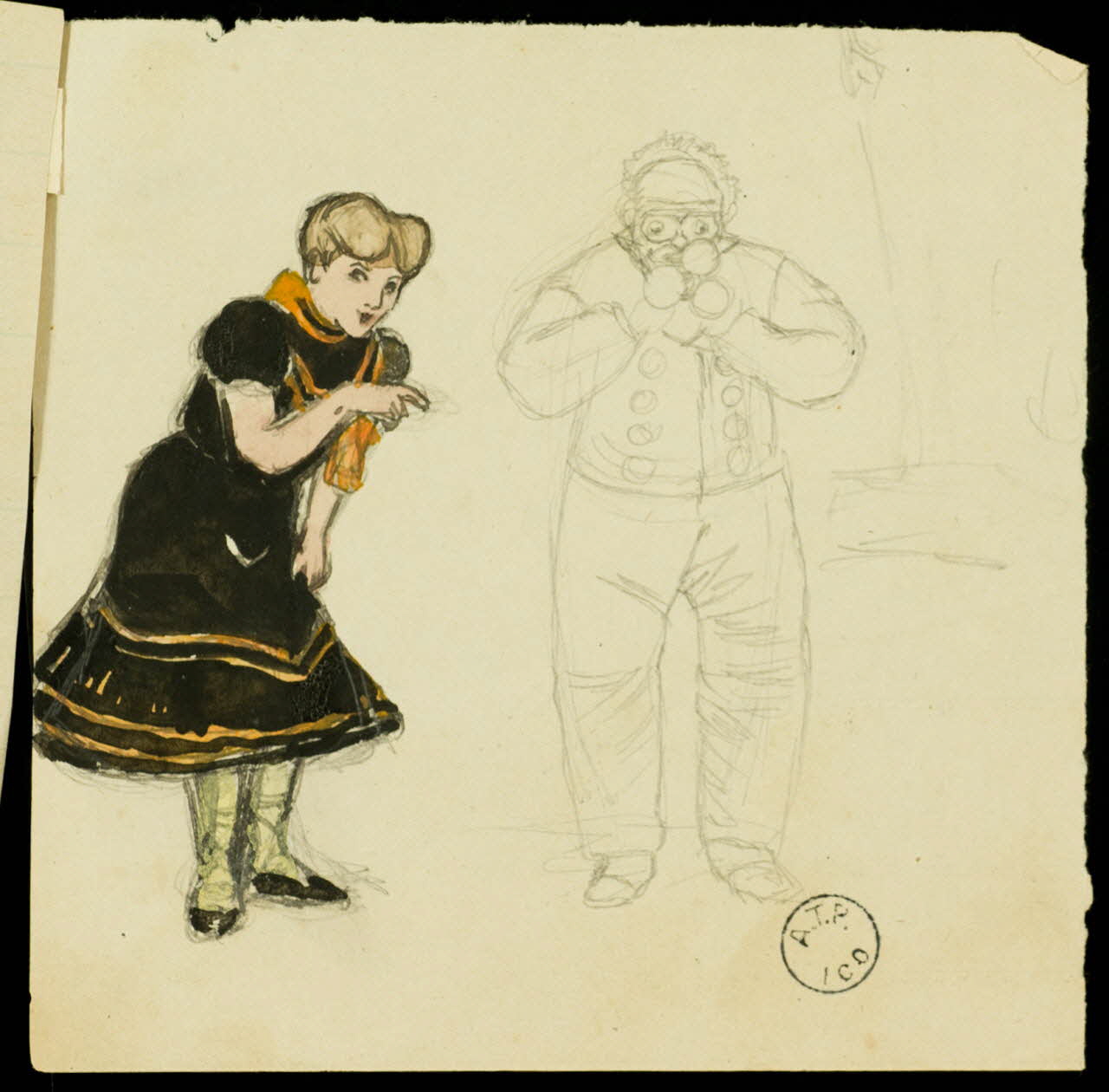 partie d'un ensemble de dessins Femme se moquant d'un clown 1968.102.2834.2 Photo Mucem