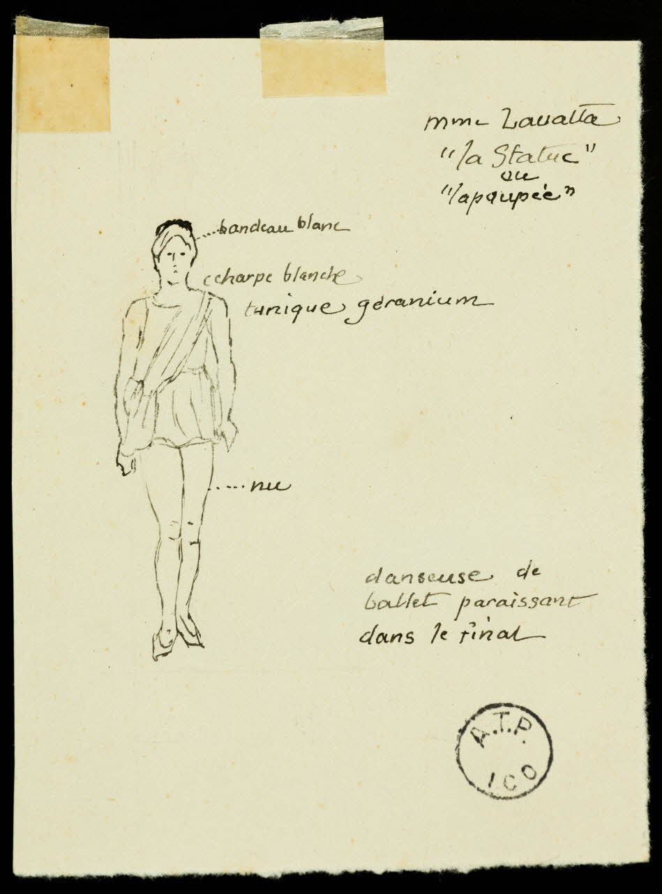 partie d'un ensemble de dessins Mme Zavatta  "la Statue"  ou  "la poupée" 1968.102.2838.3 Photo Mucem