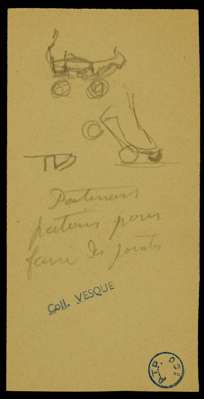 partie d'un ensemble de dessins Patineurs  patins pour  faire les pointes 1968.102.284.4 Photo Mucem