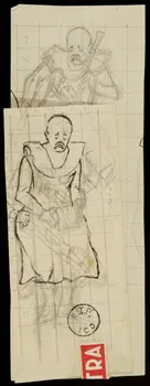 partie d'un ensemble de dessins Clown triste jouant de l'accordéon 1968.102.2844.1 Photo Mucem