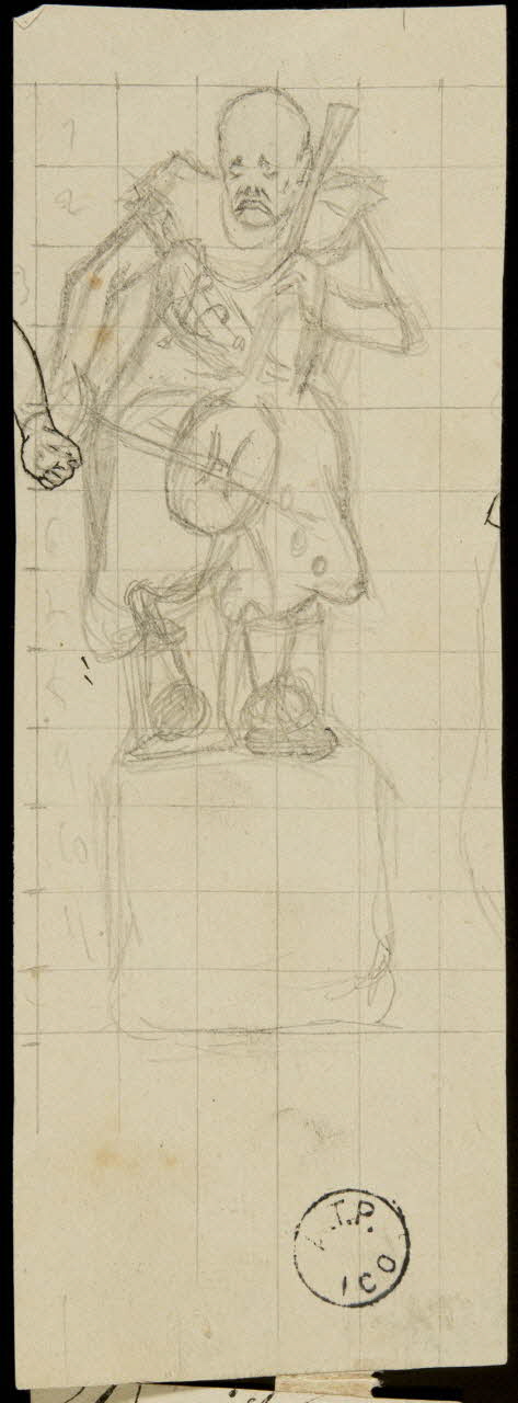 partie d'un ensemble de dessins Clown triste jouant du violoncelle 1968.102.2844.2 Photo Mucem