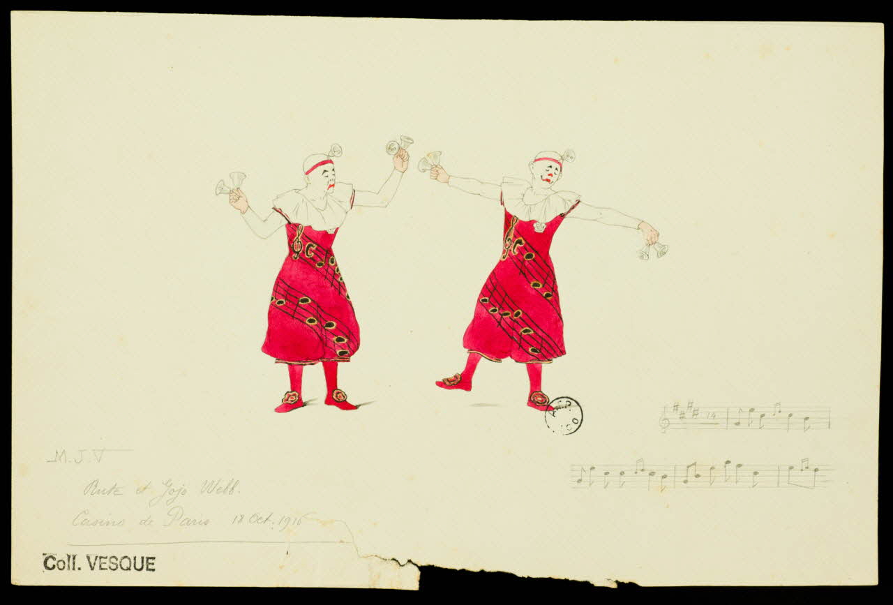 partie d'un ensemble de dessins Rute et Jojo Webb  Casino de Paris 18 Oct. 1916 1968.102.2845.1 Photo Mucem