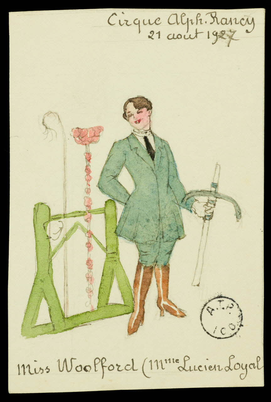 partie d'un ensemble de dessins Cirque alph.Rancy  Miss Woolford Mme Lucien Loyal 1968.102.2868 Photo Mucem