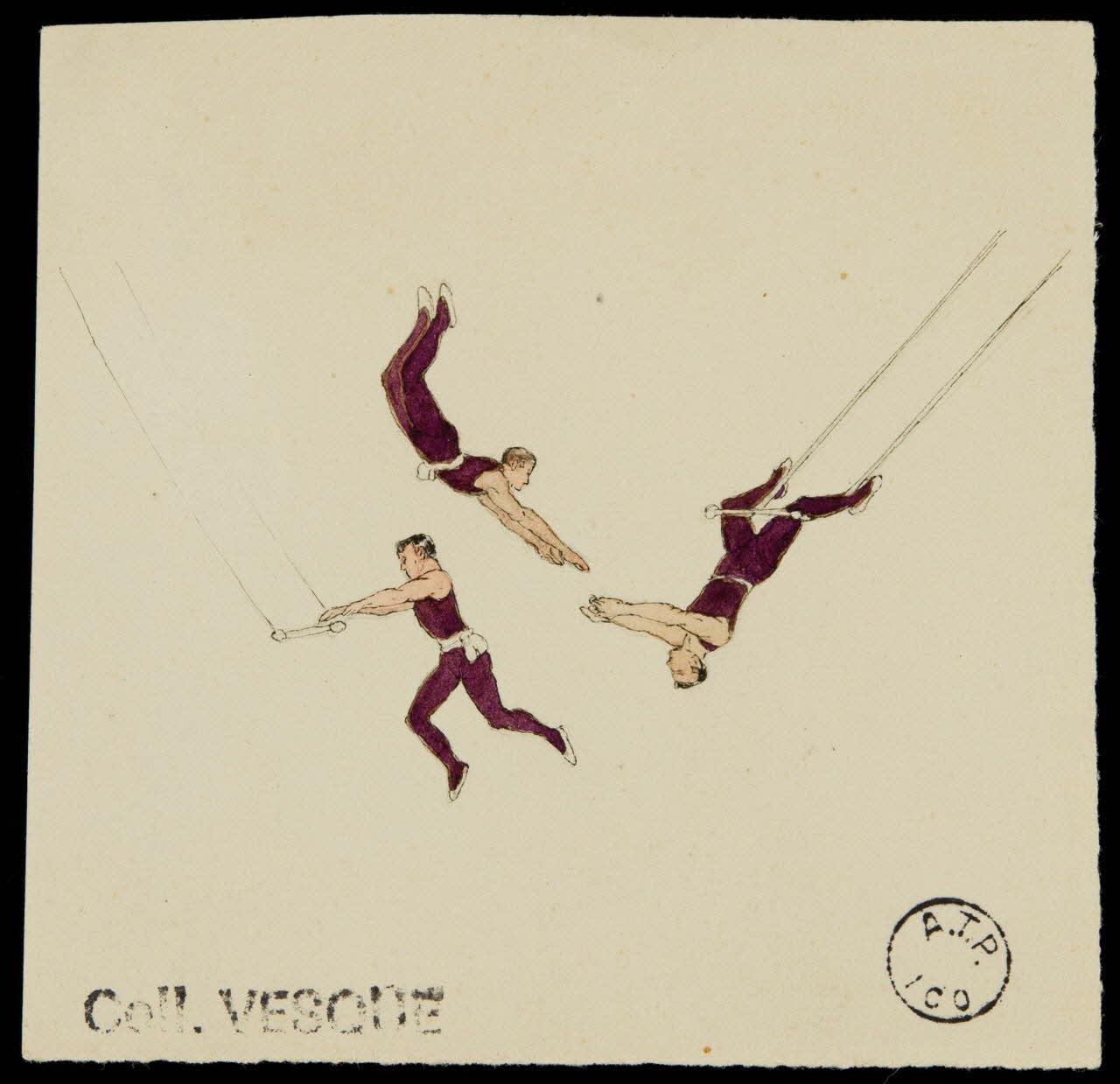 partie d'un ensemble de dessins Passe en sursaut au-dessus d'une passe demi-pirouette 1968.102.2874.2 Photo Mucem