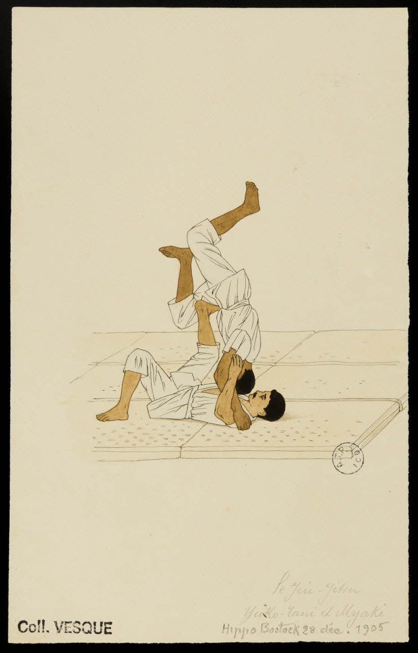 partie d'un ensemble de dessins le Jiu-Jitsu  Yuko-Tani et Myaki 1968.102.2887 Photo Mucem