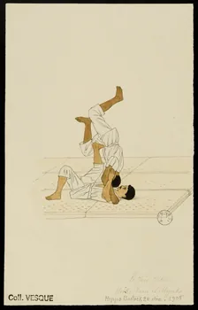 partie d'un ensemble de dessins le Jiu-Jitsu  Yuko-Tani et Myaki 1968.102.2887  Photo Mucem