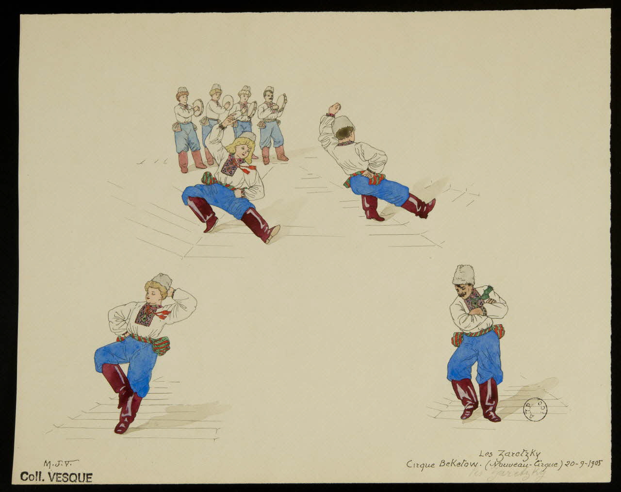 partie d'un ensemble de dessins Les Zaretzky  Cirque Beketow (Nouveau-Cirque) 20-9-1905 1968.102.2897 Photo Mucem