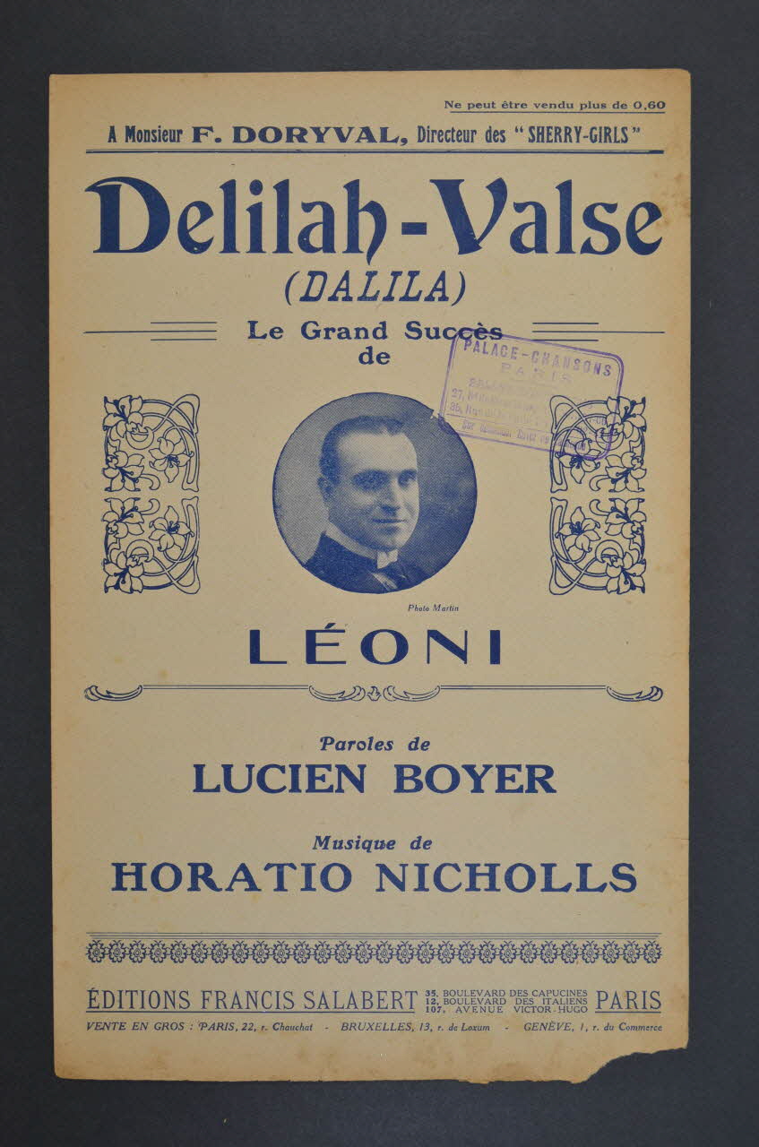 Horatio Nicholls ; Lucien Boyer ; Henri Leoni ; Francis F. Salabert chanson petit format Île-de-France, France 1919 1966.158.120 Photo Mucem
