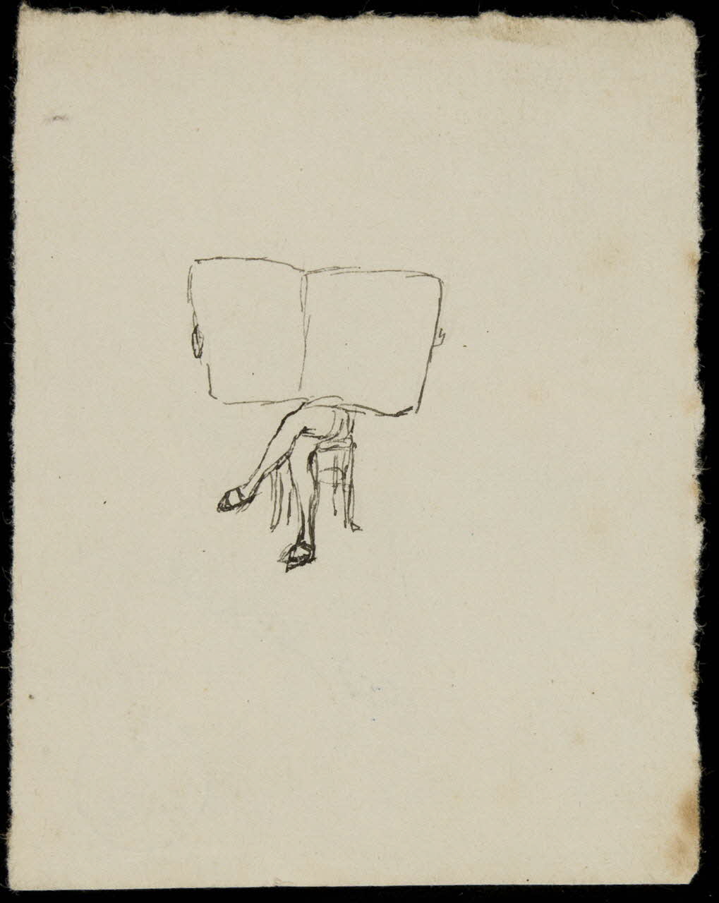 partie d'un ensemble de dessins Jim (d'Agda et Jim)  au lever du rideau il lit  son journal 1968.102.291  Photo Mucem