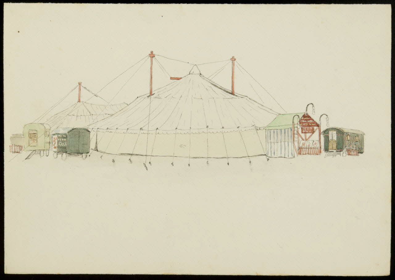 partie d'un ensemble de dessins Vue d'un chapiteau de cirque 1968.102.2912 Photo Mucem