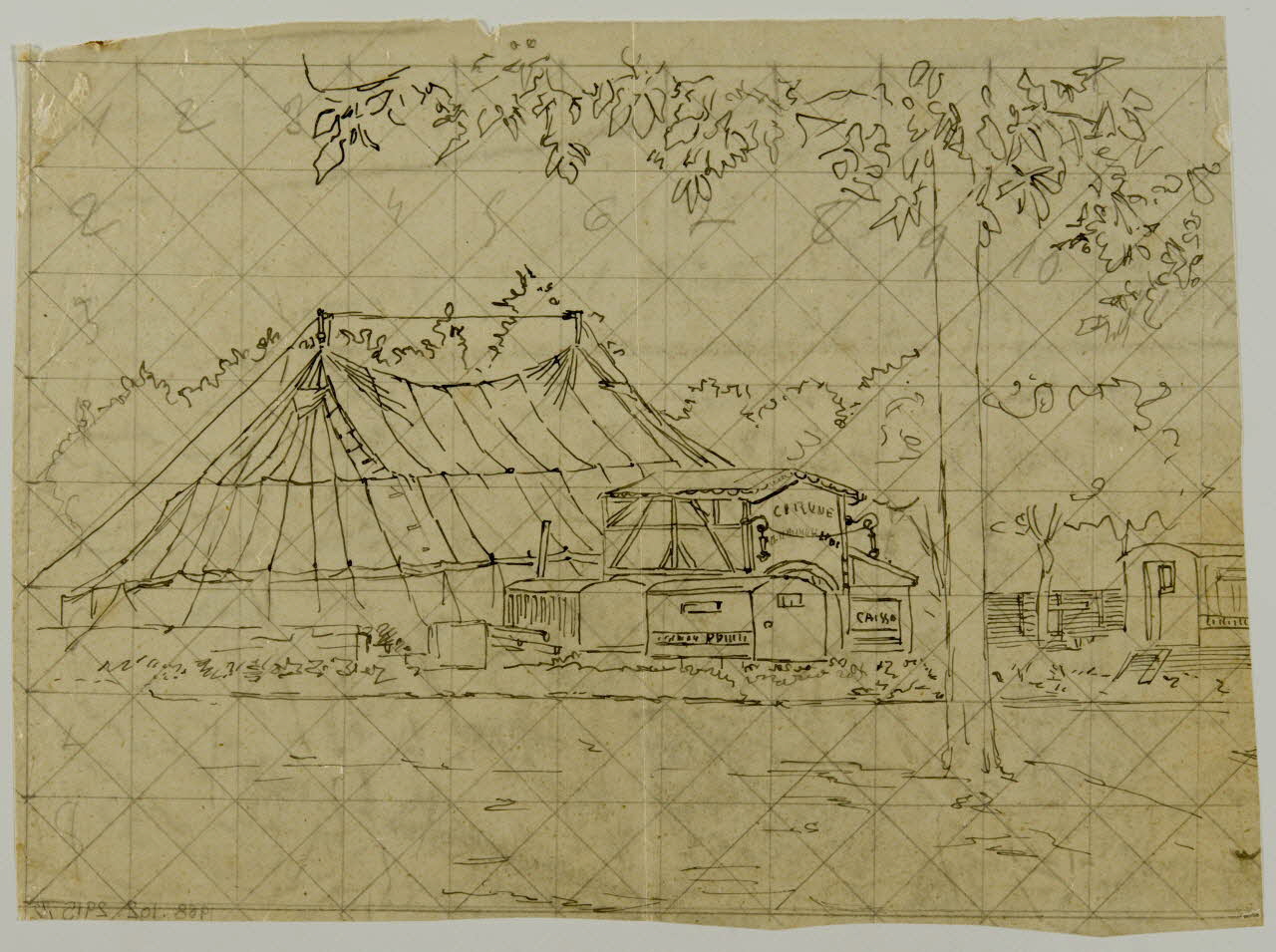 dessin Vue d'un chapiteau de cirque 1968.102.2915.2 Photo Mucem