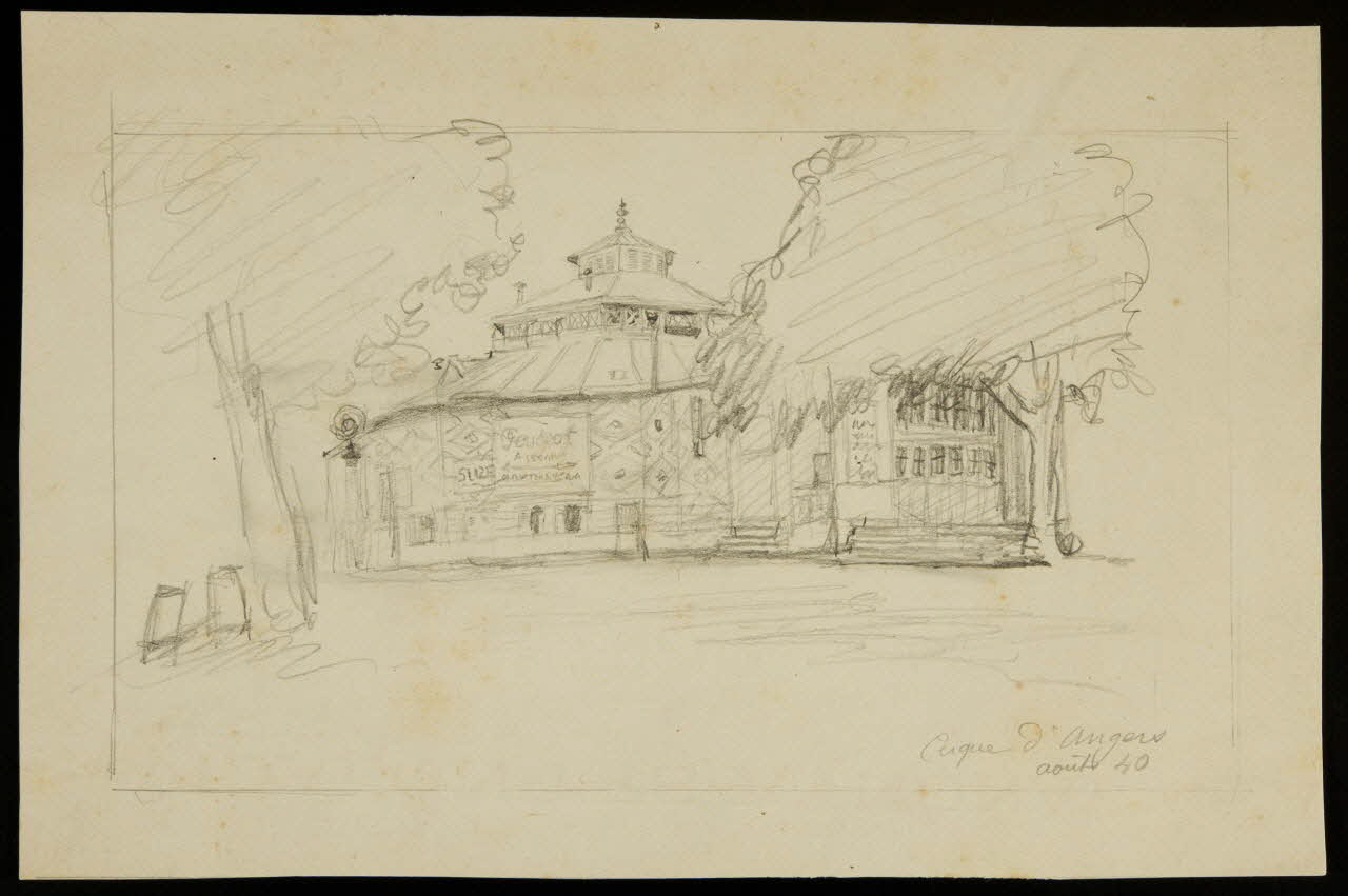 partie d'un ensemble de dessins Cirque d'Angers  Août 40 1968.102.2919 Photo Mucem
