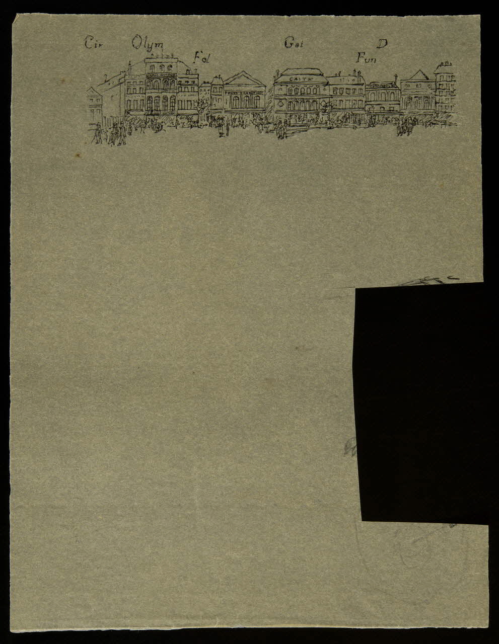 partie d'un ensemble de dessins Alignement de bâtiments 1968.102.2946 Photo Mucem