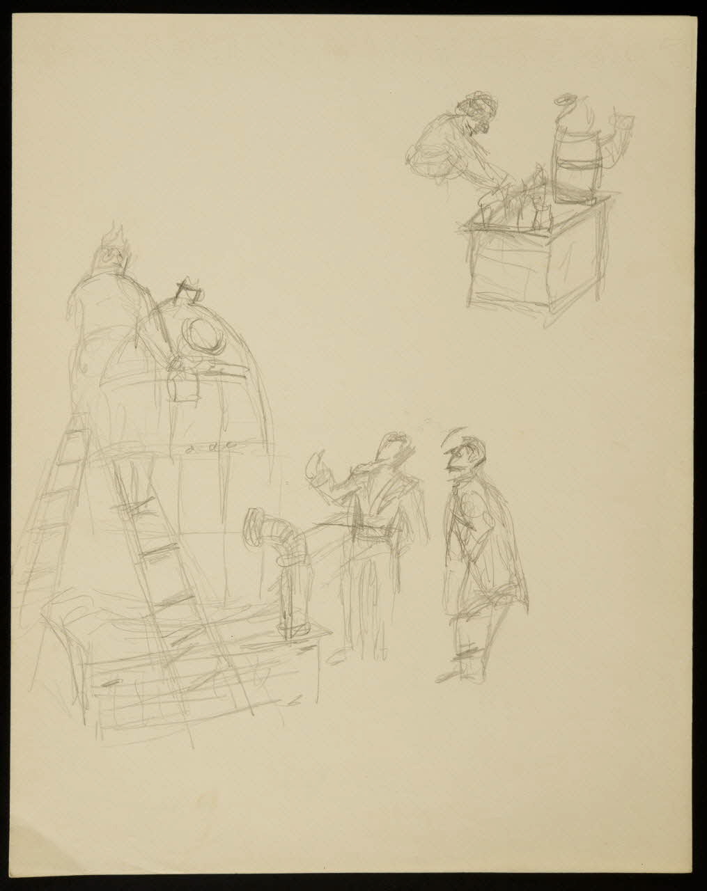 partie d'un ensemble de dessins Montage d'un décor de cirque 1968.102.2962.4 Photo Mucem