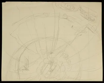 partie d'un ensemble de dessins Vue d'intérieur d'un chapiteau de cirque 1968.102.2962.5 Photo Mucem
