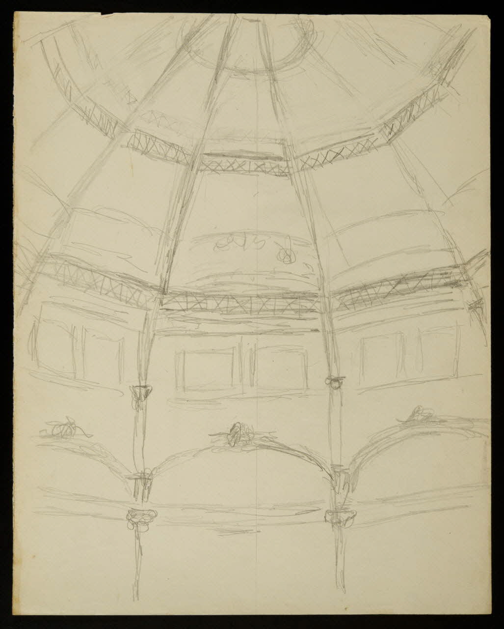 partie d'un ensemble de dessins Vue d'intérieur d'un chapiteau de cirque 1968.102.2962.6 Photo Mucem