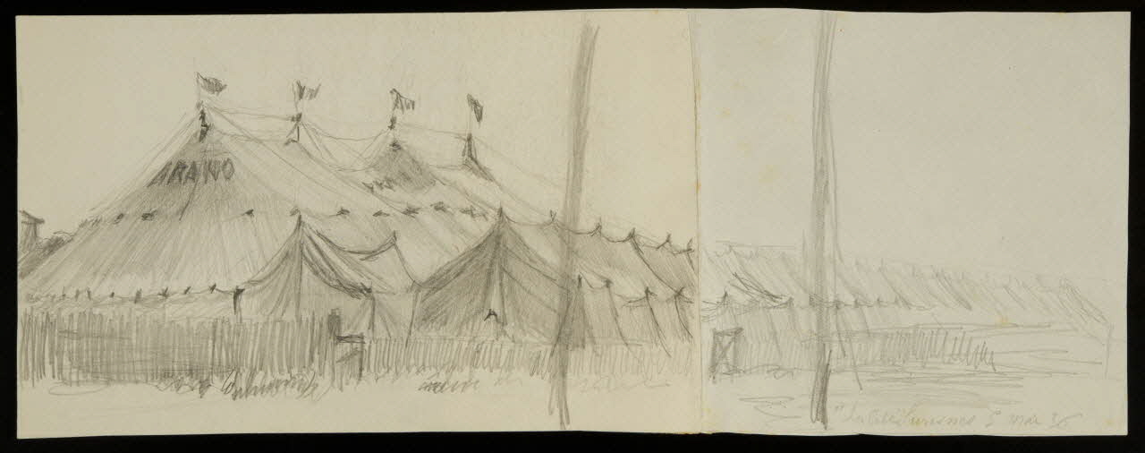 partie d'un ensemble de dessins "La Cité" Suresnes 5 mai 36 1968.102.2963 Photo Mucem