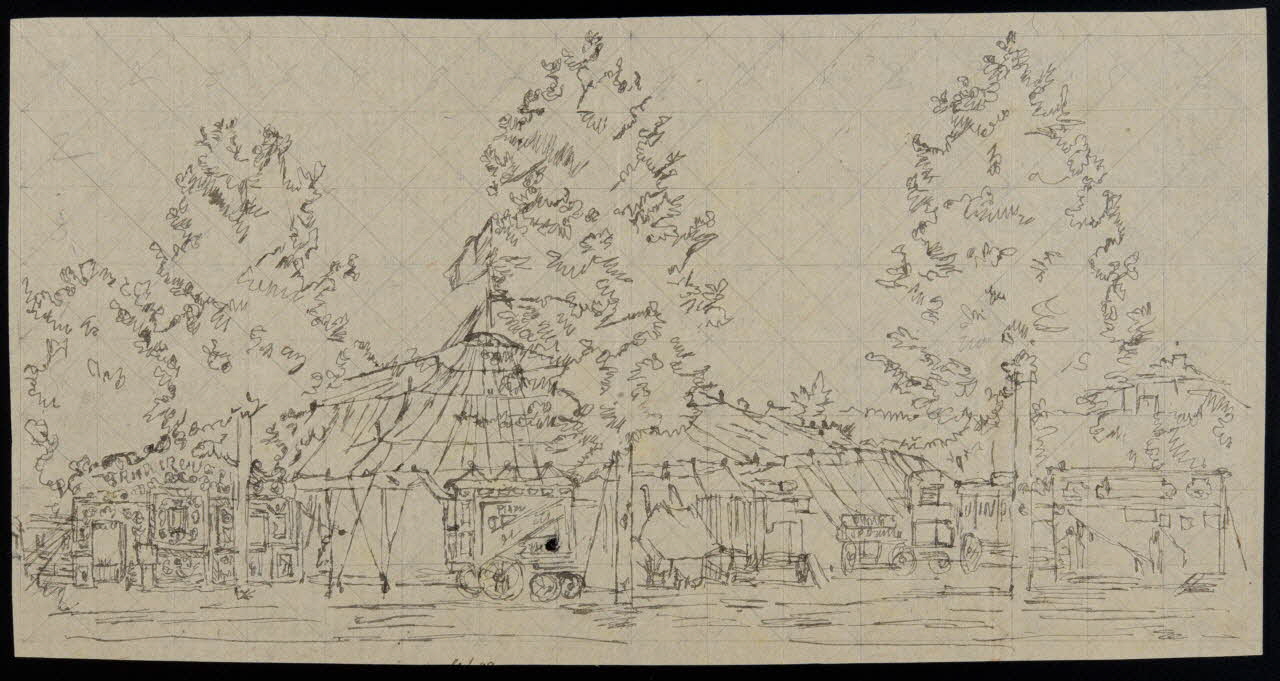 partie d'un ensemble de dessins Vue d'un chapiteau de cirque 1968.102.2976.2 Photo Mucem