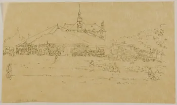 partie d'un ensemble de dessins Vue d'un chapiteau de cirque 1968.102.2982 Photo Mucem