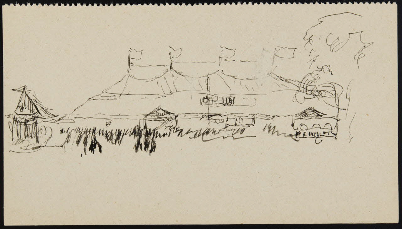 partie d'un ensemble de dessins Vue d'un chapiteau de cirque 1968.102.2984 Photo Mucem