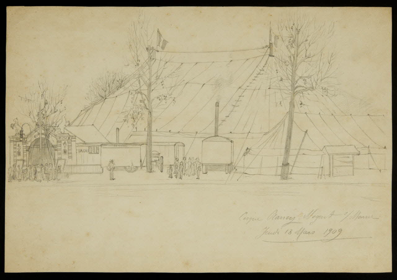 partie d'un ensemble de dessins Cirque Rancy Nogent s Marne  Jeudi 18 Mars 1909 1968.102.2992.1 Photo Mucem