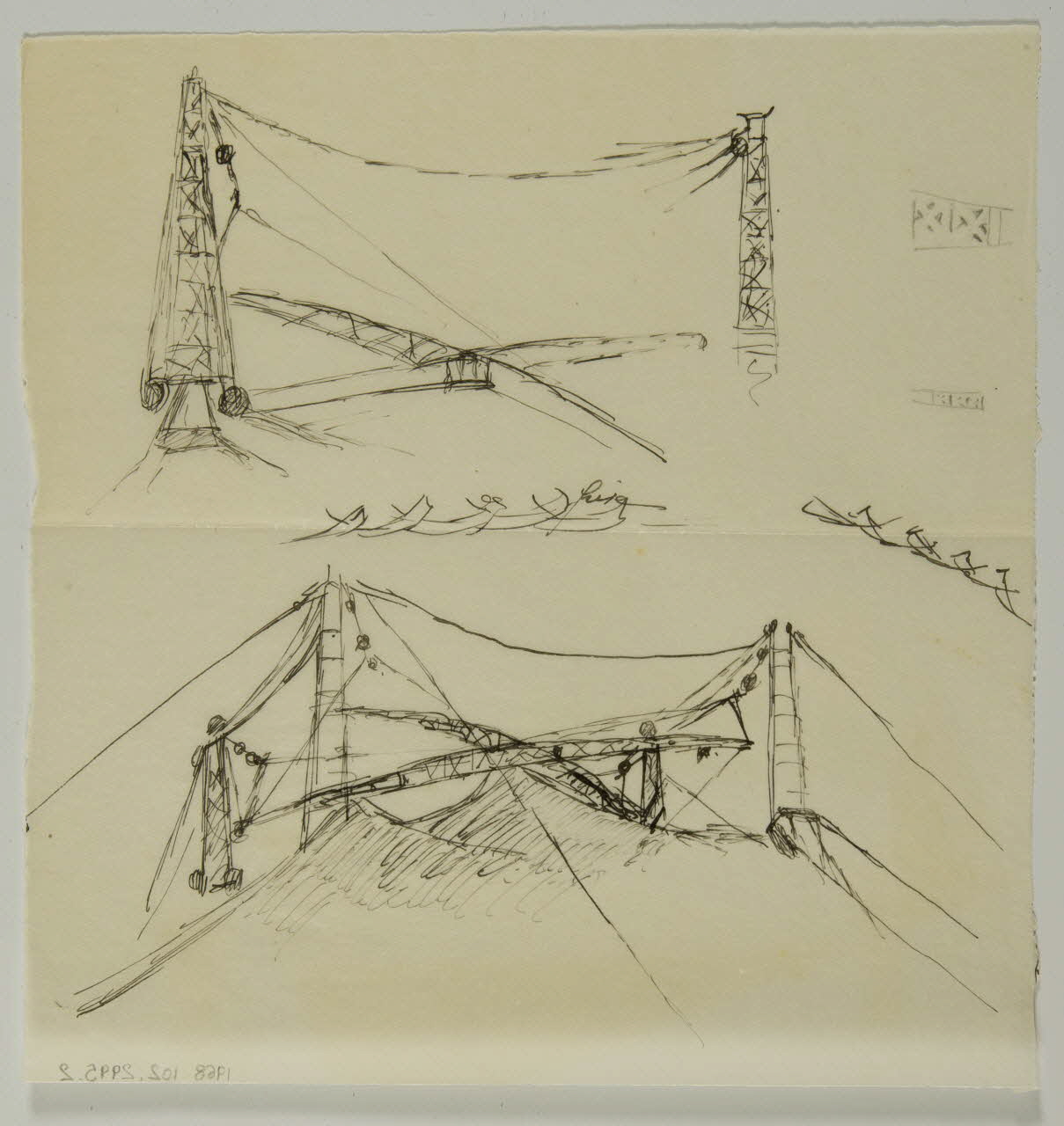 dessin Montage d'un chapiteau de cirque 1968.102.2995.2 Photo Mucem