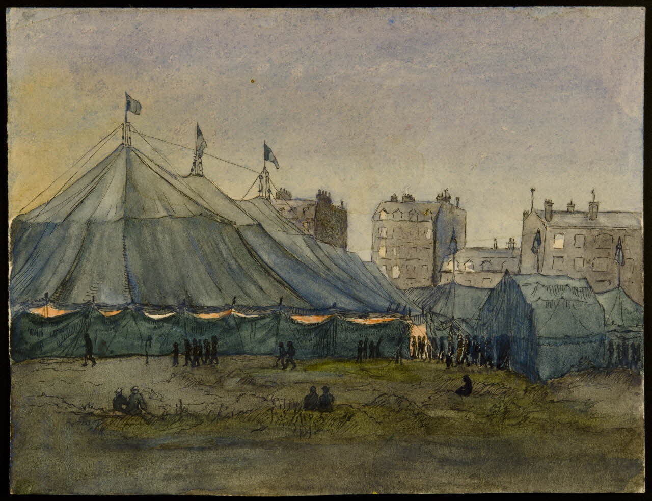 partie d'un ensemble de dessins Chapiteau de cirque un soir de représentation 1968.102.3000.3 Photo Mucem