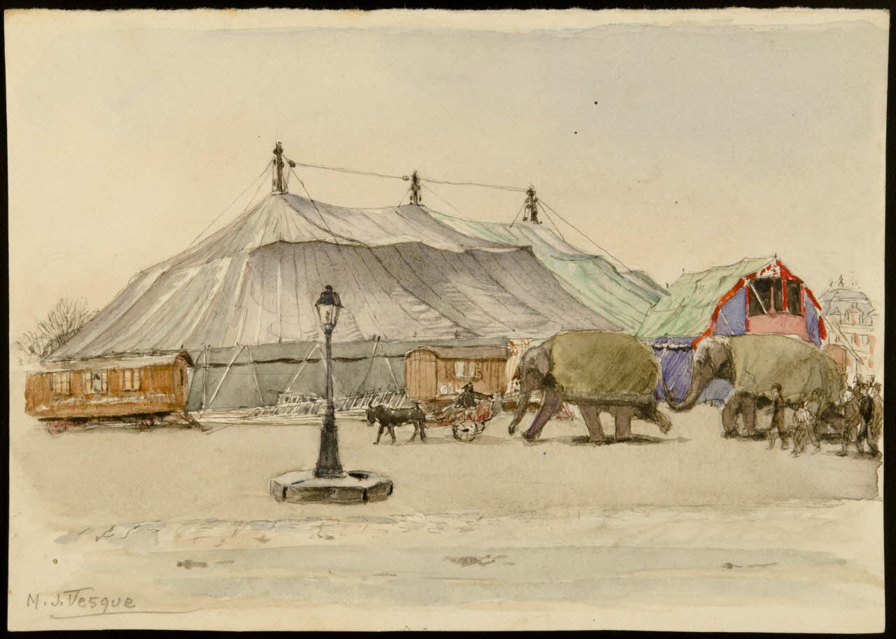 partie d'un ensemble de dessins Chapiteau de cirque 1968.102.3001.2 Photo Mucem