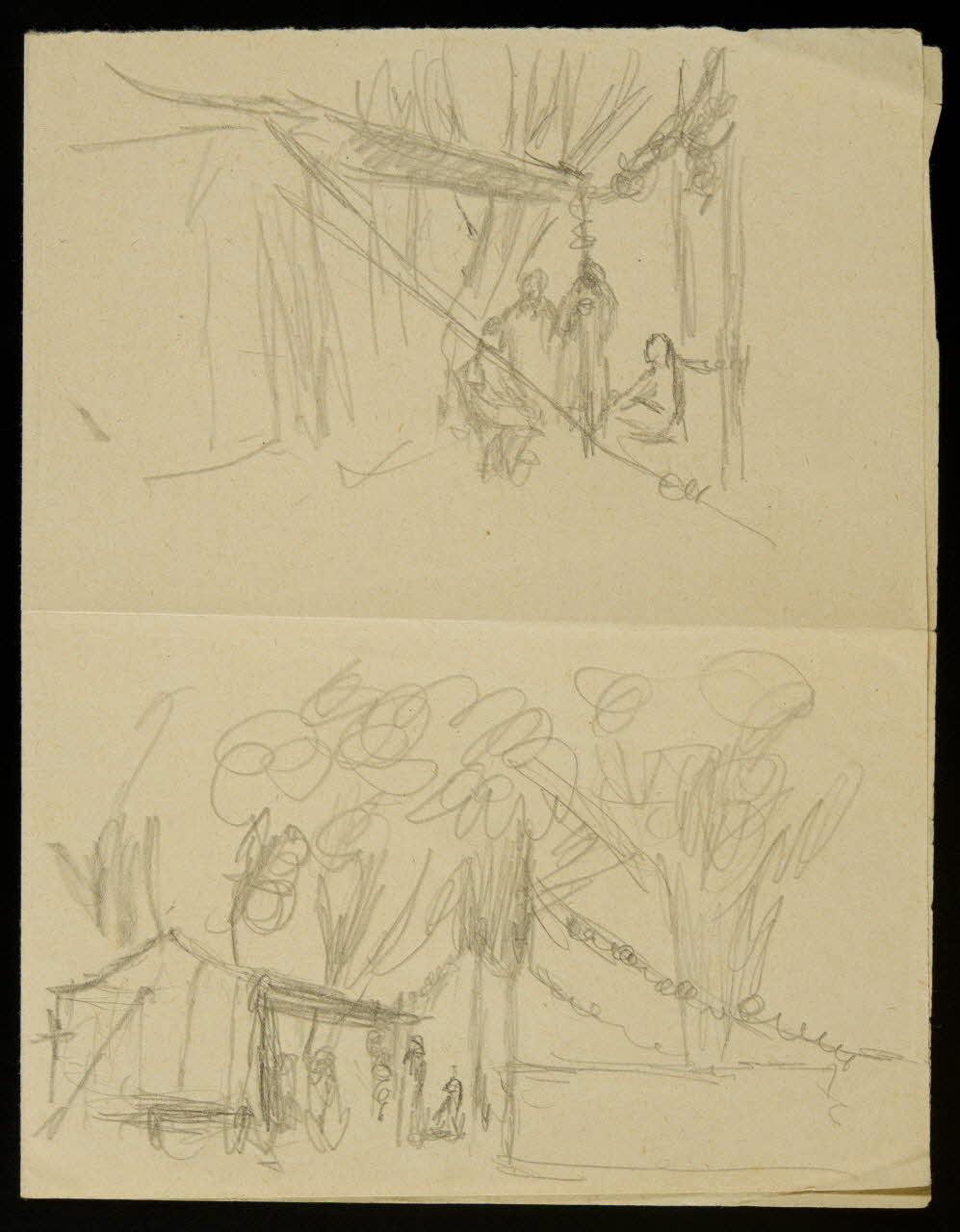 partie d'un ensemble de dessins Chapiteau et personnages de cirque 1968.102.3002 Photo Mucem