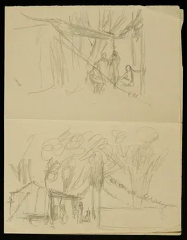 partie d'un ensemble de dessins Chapiteau et personnages de cirque 1968.102.3002 Photo Mucem