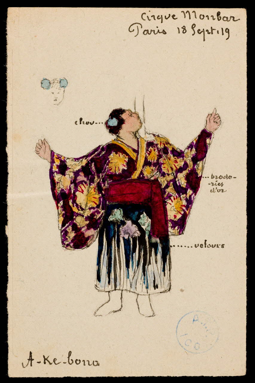 partie d'un ensemble de dessins Cirque Monbar  Paris 18 Sept. 19  A-Ke-bono 1968.102.301.5 Photo Mucem