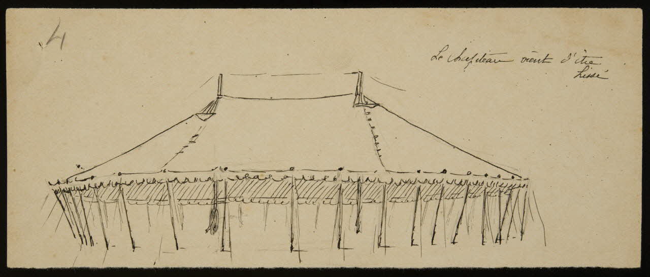 partie d'un ensemble de dessins Le chapiteau vient d'être  hissé 1968.102.3016.2 Photo Mucem