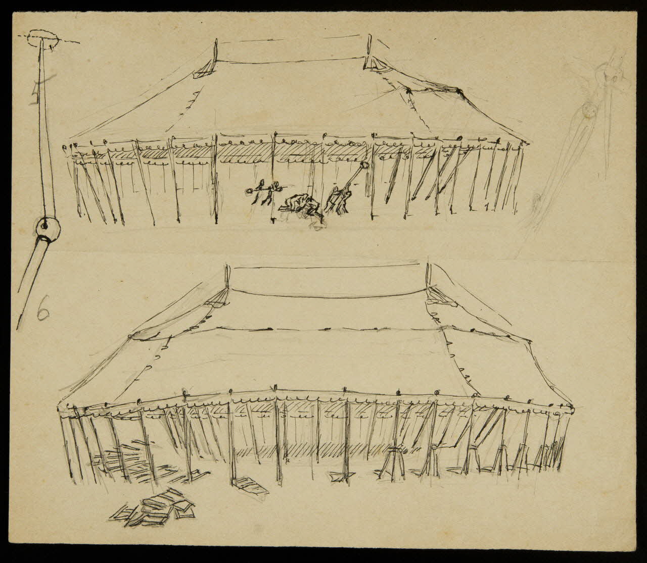 partie d'un ensemble de dessins Chapiteau de cirque 1968.102.3016.3 Photo Mucem