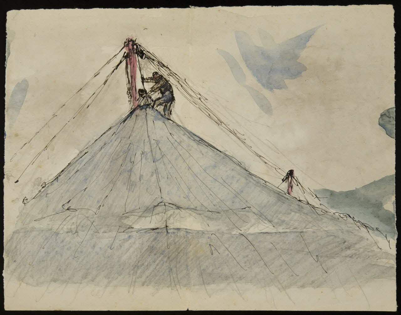 partie d'un ensemble de dessins Montage d'un chapiteau de cirque 1968.102.3019 Photo Mucem
