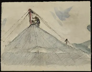 partie d'un ensemble de dessins Montage d'un chapiteau de cirque 1968.102.3019 Photo Mucem