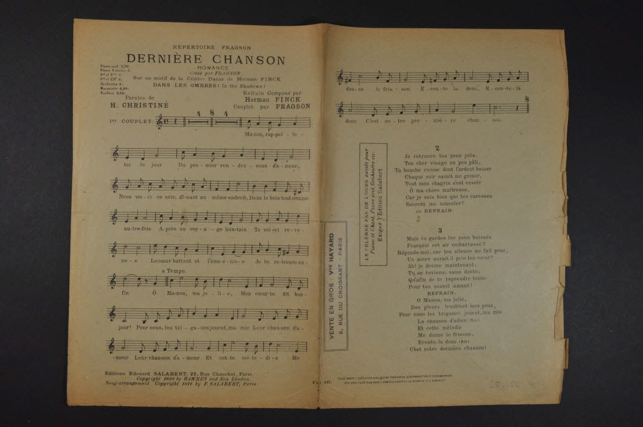 partition de musique petit format 1965.156.12 Photo Mucem