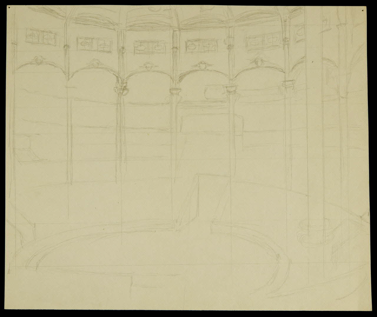 partie d'un ensemble de dessins Vue intérieure d'un cirque 1968.102.3026 Photo Mucem