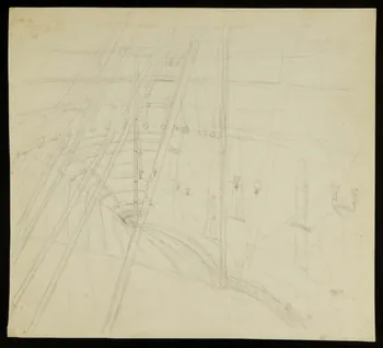 partie d'un ensemble de dessins Vue intérieure d'un chapiteau de cirque 1968.102.3027 Photo Mucem