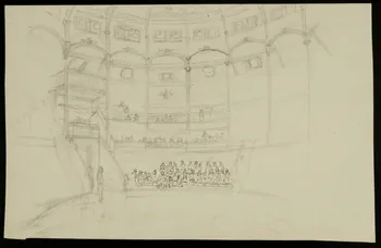 partie d'un ensemble de dessins Vue intérieure d'un cirque 1968.102.3029 Photo Mucem