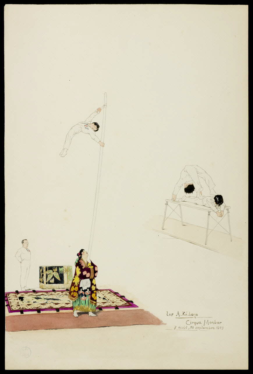 partie d'un ensemble de dessins Les A-Ké-bono  Cirque Monbar  7 août, 18 septembre 1919 1968.102.303 Photo Mucem