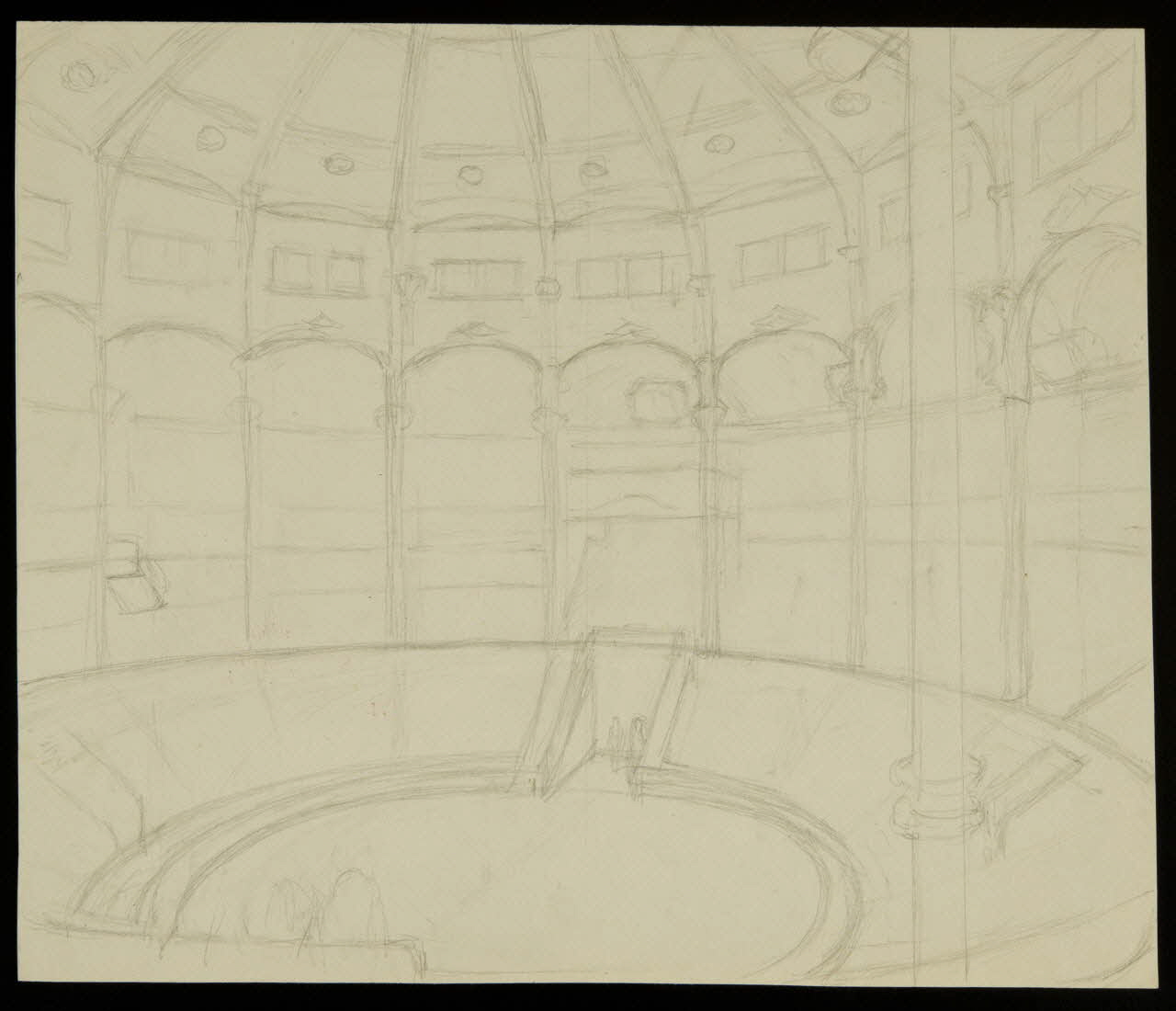 partie d'un ensemble de dessins Vue intérieure d'un cirque 1968.102.3030 Photo Mucem