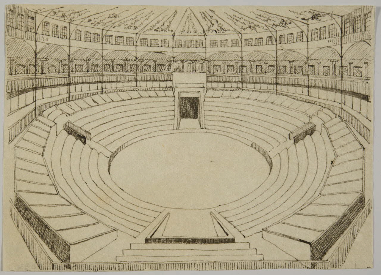 partie d'un ensemble de dessins Vue intérieure d'un cirque 1968.102.3034 Photo Mucem