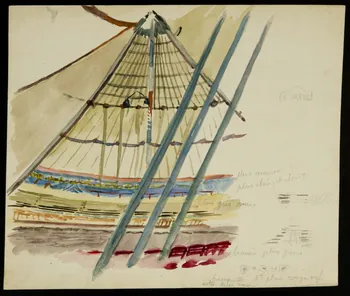 partie d'un ensemble de dessins Vue intérieure d'un chapiteau de cirque 1968.102.3035.1 Photo Mucem