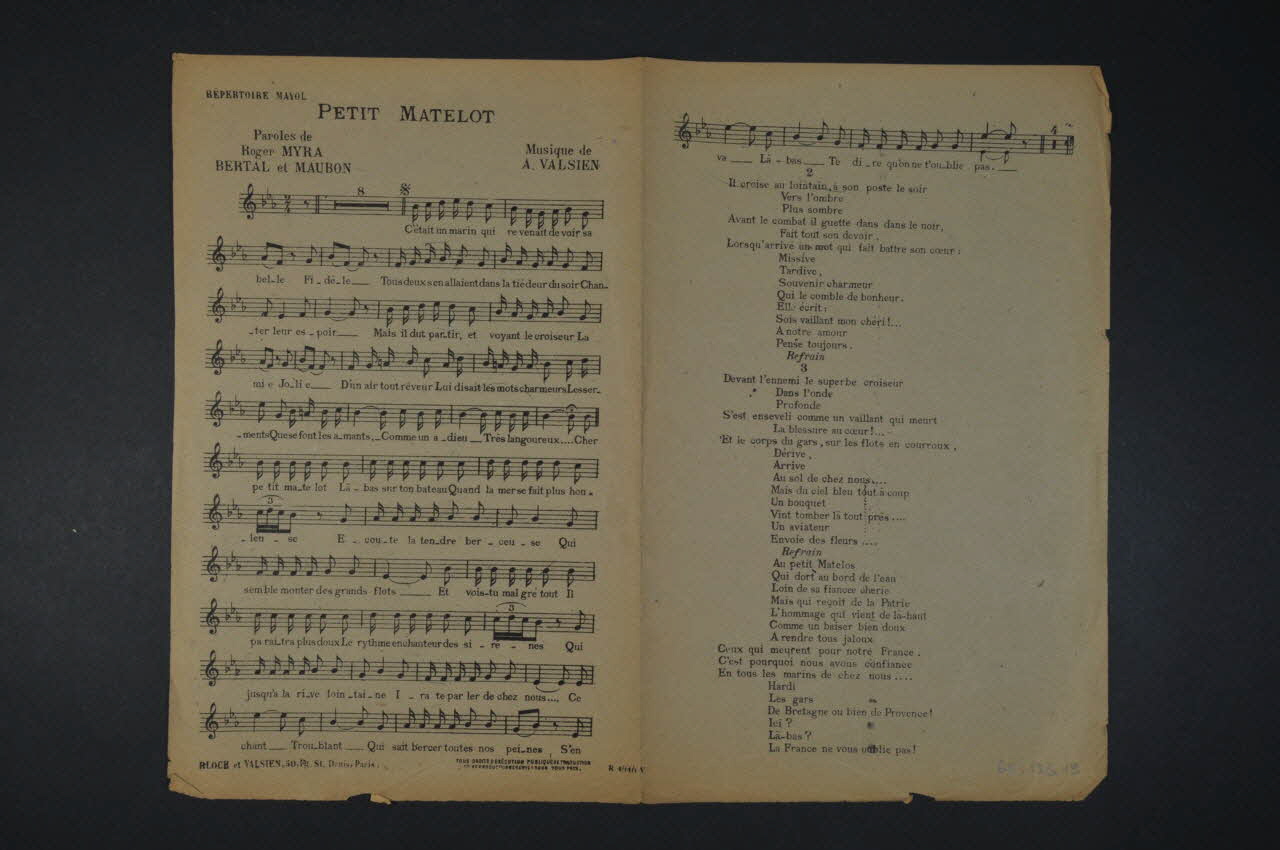 partition de musique petit format 1965.156.13 Photo Mucem