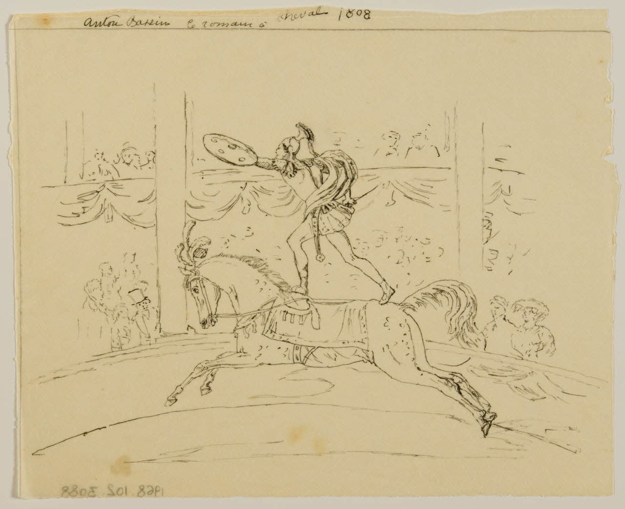 partie d'un ensemble de dessins Anton Bassin le romain à cheval 1968.102.3088 Photo Mucem