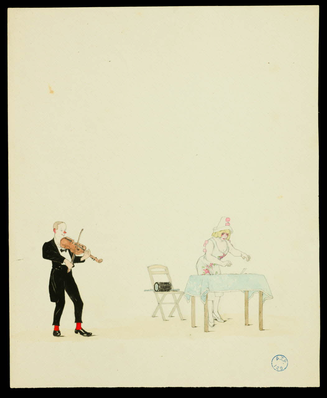 partie d'un ensemble de dessins Numéro de clowns 1968.102.309.1 Photo Mucem