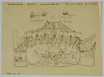 partie d'un ensemble de dessins "Au fond de l'eau" apothéose - Le plongeur Benett 1968.102.3099 Photo Mucem
