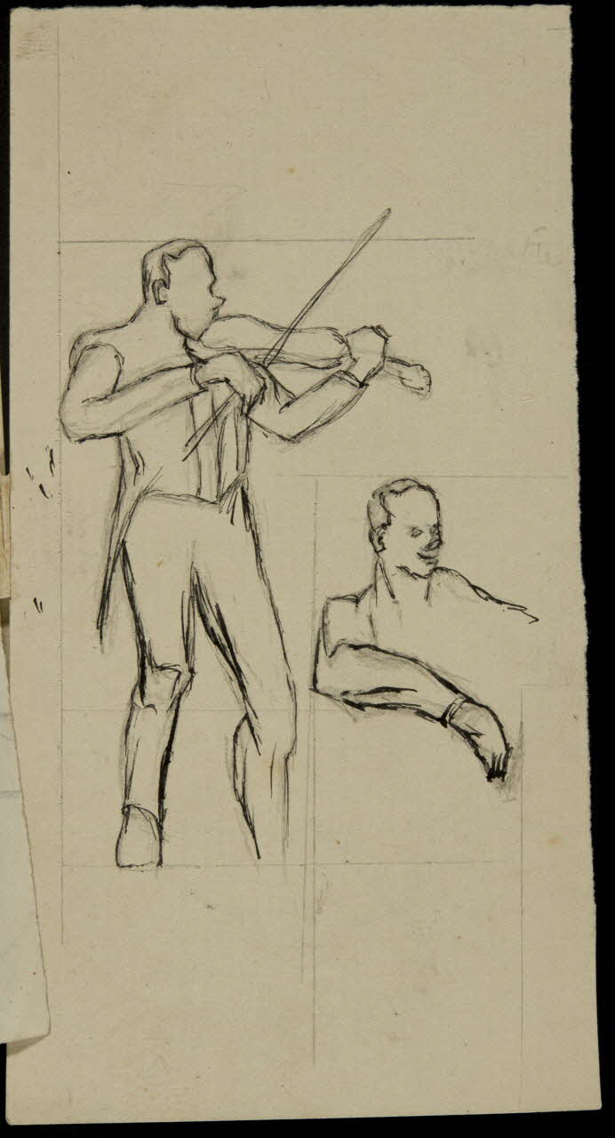 partie d'un ensemble de dessins Clown jouant du violon 1968.102.313.2 Photo Mucem